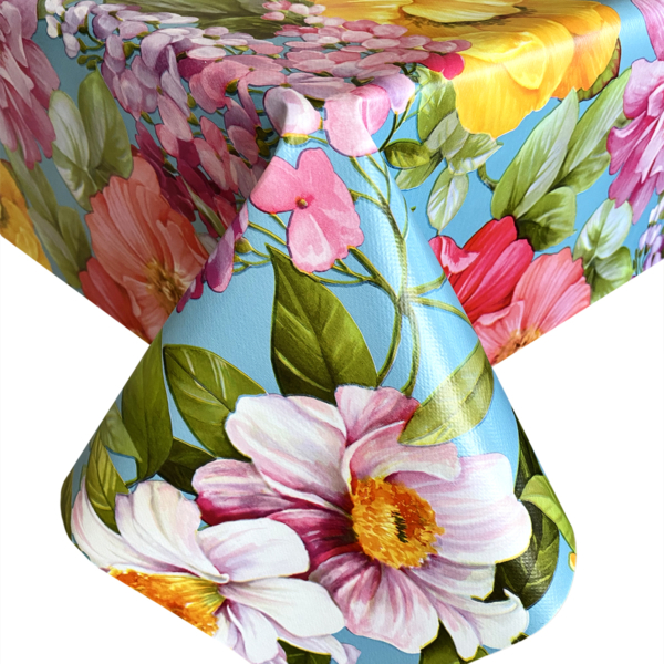 Клеенка "FLORISTA MODERNO", ПВХ на нетканой основе, 140смx20м бирюзовые цветы